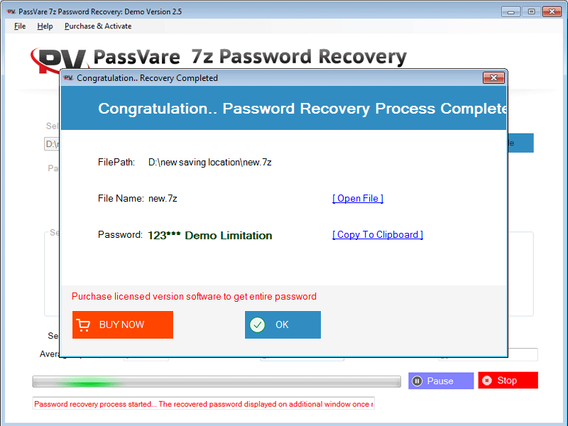 Password Recovery Complete
